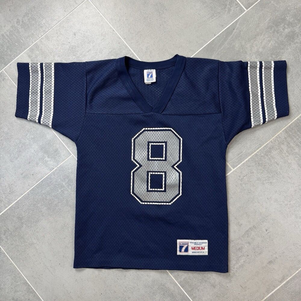Vintage Troy Aikman #8 Dallas Cowboys Logo 7 Jersey Youth Medium USA